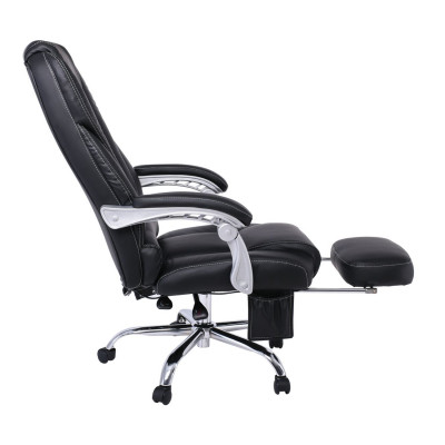 CF8550 Massage Relax Πολυθρόνα Γραφείου Διευθυντή, Βάση Χρώμιο με Υποπόδιο, Pu  Μαύρο